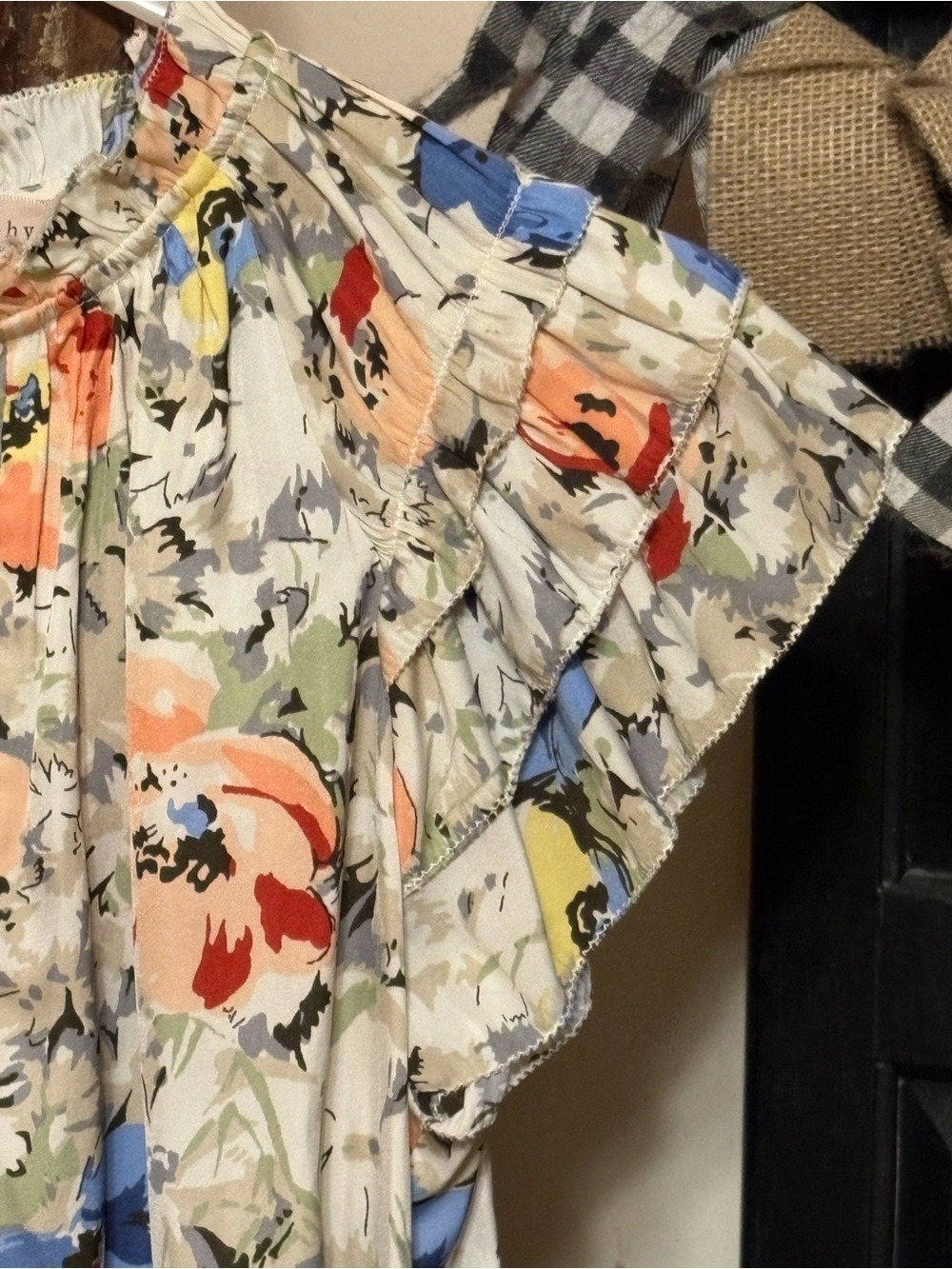 Philosophy Republic Clothing Floral Flutter Sleeve Boho Blouse small cottagecore - Picture 4 of 10